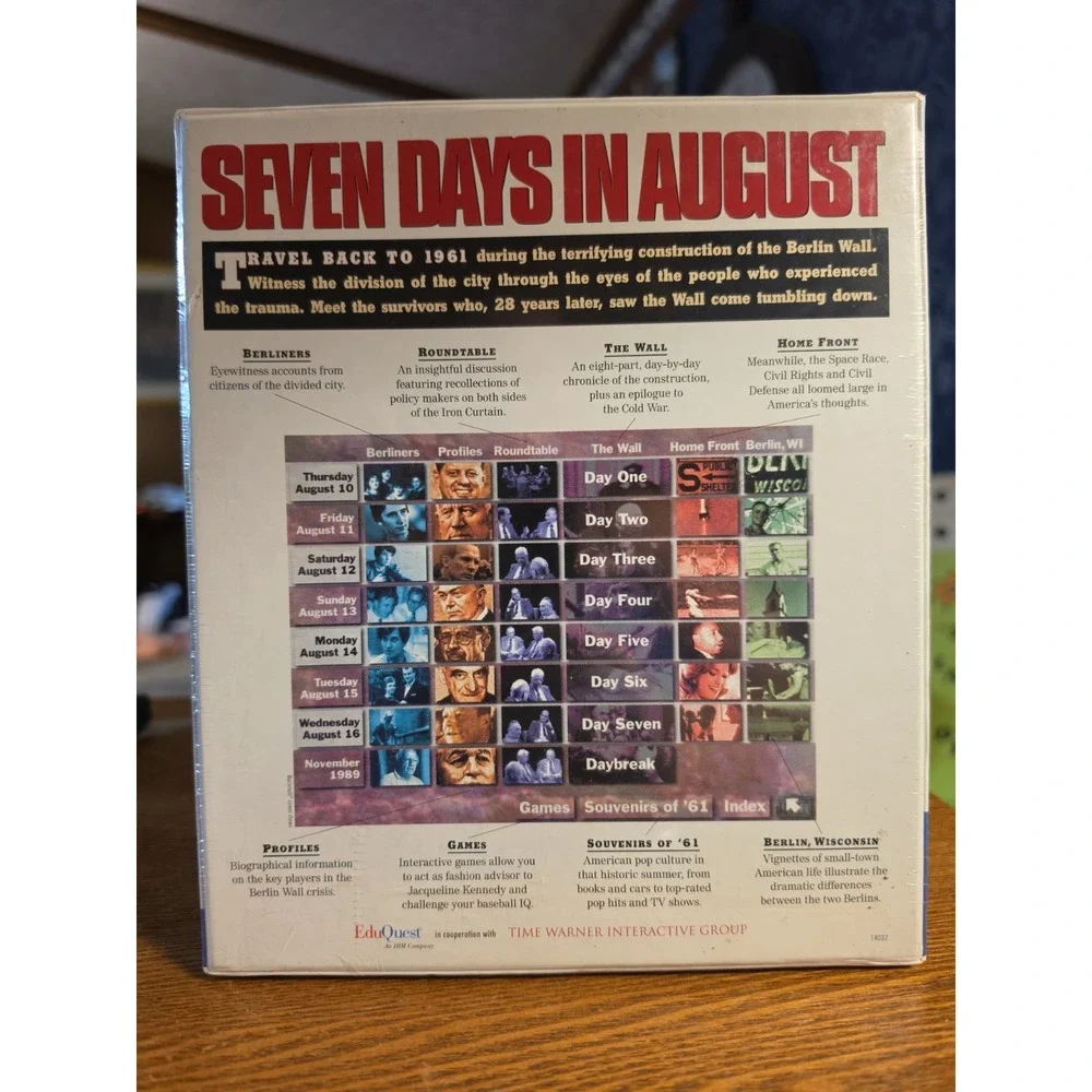 SEVEN DAYS IN AUGUST, big box, DOS CD-ROM, Time magazine 1993 New Sealed